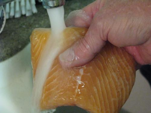 Cómo cocinar un salmón y Comida de las pastas de Orzo